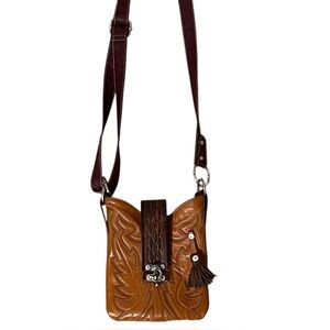 Cowgirl purse, Justin cowboy boot Upcycled Crossbody Bag with Tassel